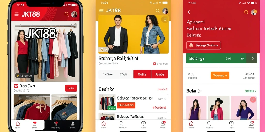 Tampilan antarmuka aplikasi JKT88 untuk belanja fashion.