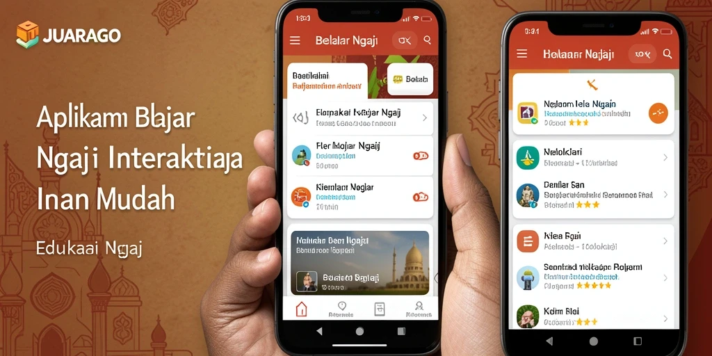 Antarmuka JUARAGO yang ramah dan menarik untuk belajar ngaji.