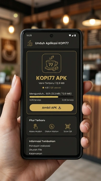 Tampilan halaman APK kopi77