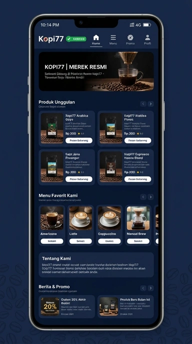 Tampilan kanal resmi kopi77
